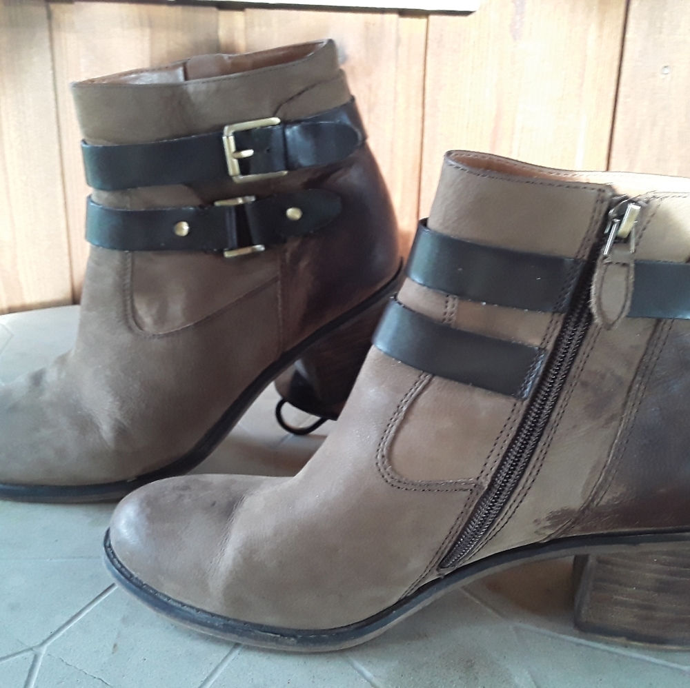 Franco Sarto Distressed Leather Ankle Boots